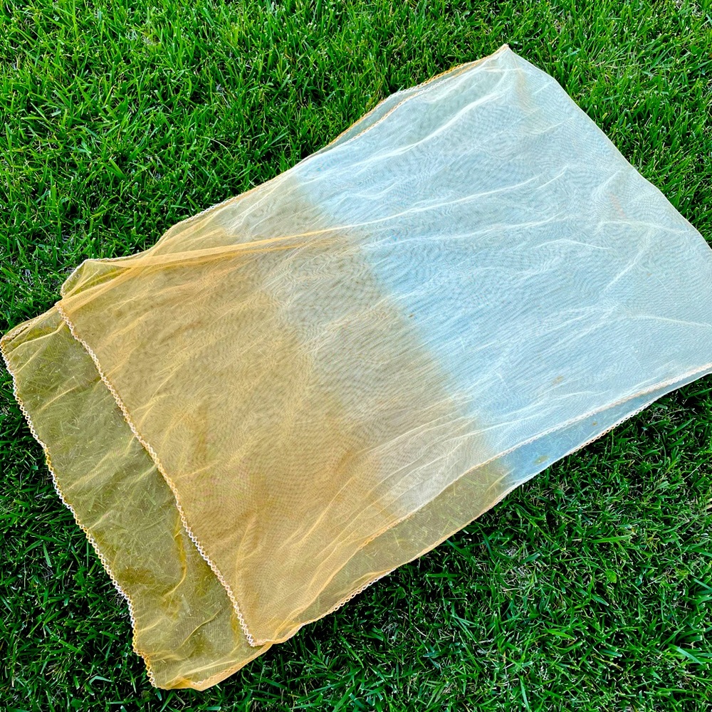Beige sheer scarf tye dye cream wrap hijab